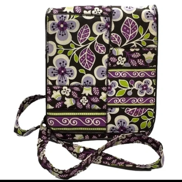 Vera Bradley Plum Petals Retired Small Organizer Crossbody Bag - Picture 2 of 6